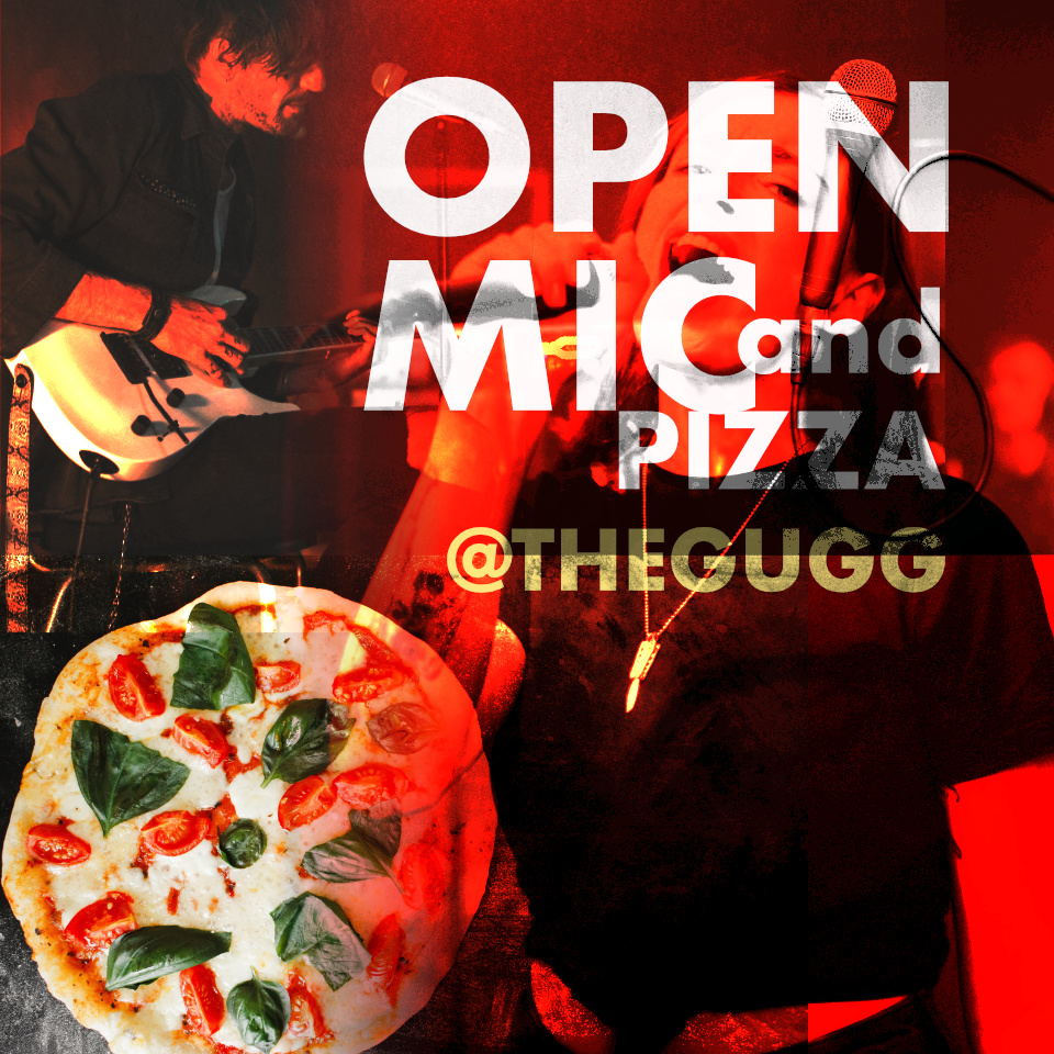 OPEN MIC AND PIZZA AT THE GUGG FB SQUARE CARD